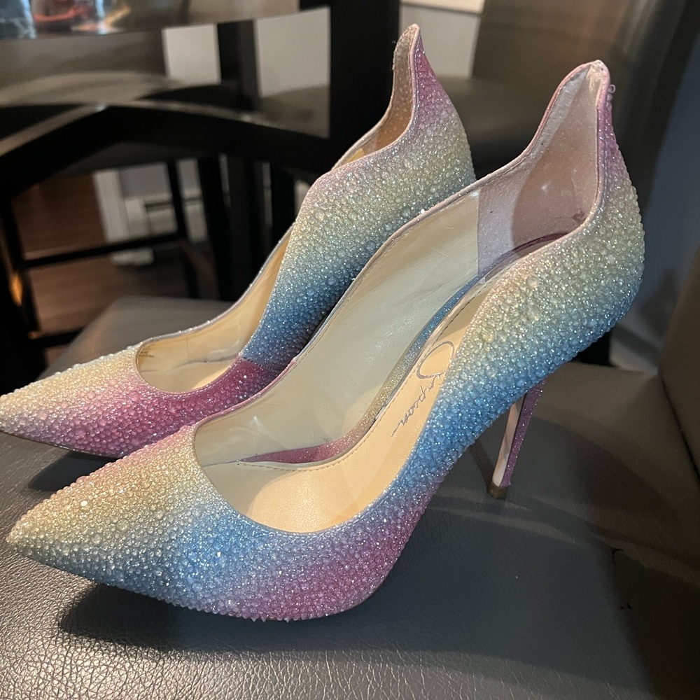 🔥FINAL SALE🔥Jessica Simpson Womens Wayva Rhinestone,ombré,sequins pumps 7 NWT